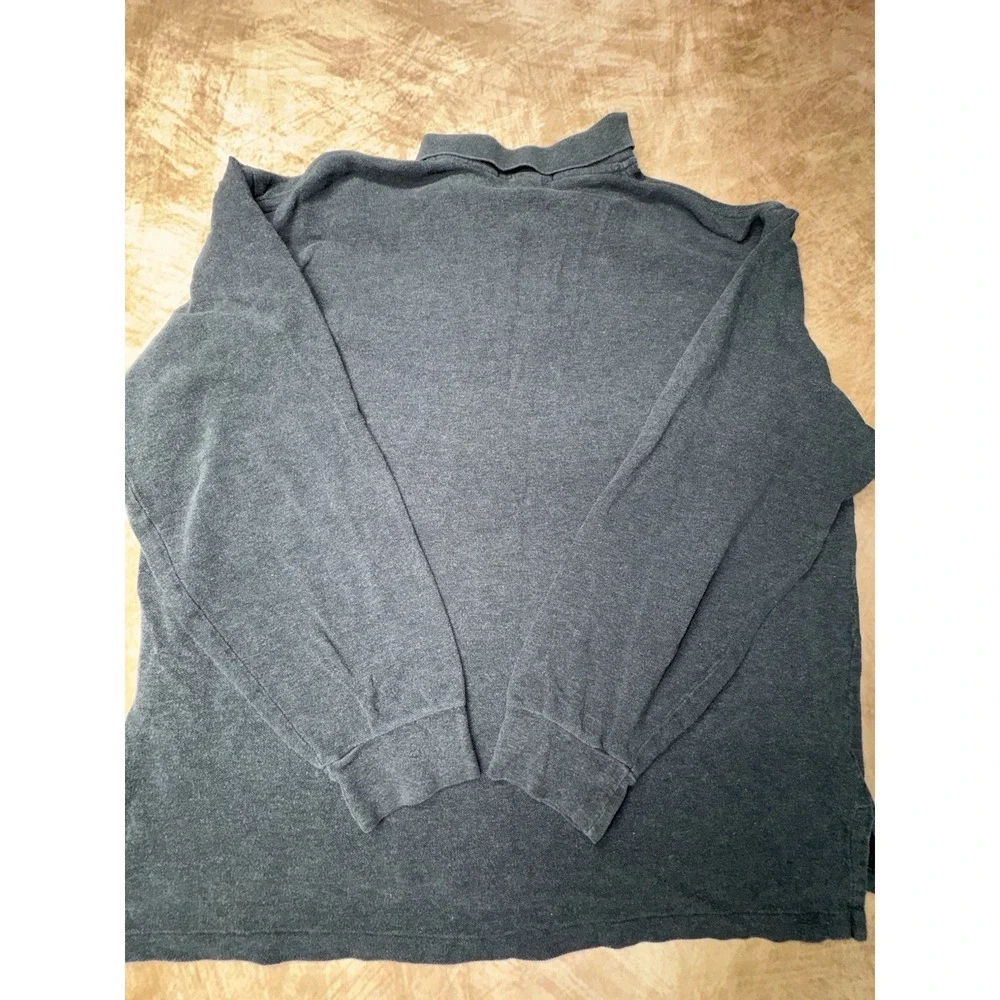 Polo Ralph Lauren XXL Long Sleeve Polo Charcoal Grey Thin Loose 100% Cotton